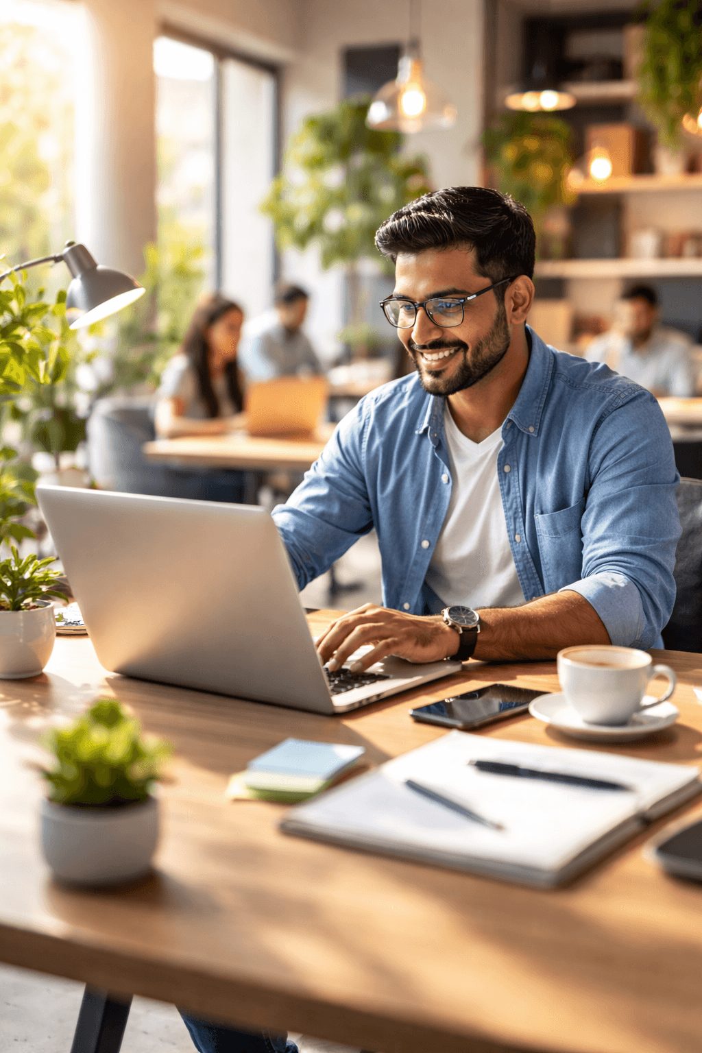 Freelancer in India working confidently on a verified project using the Legal Lancer platform